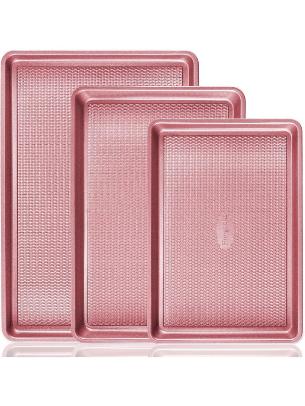 Nonstick Baking Sheet Pan Set - Heavy Duty Cookie Sheets, Pink Jelly Roll Pans